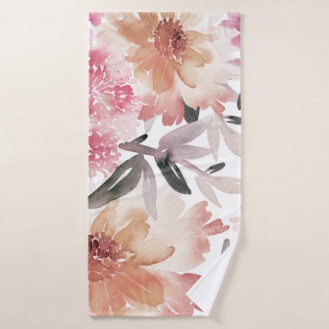 Aquarelle motif floral fond, fleur, art, flacon (Serviette de bain)