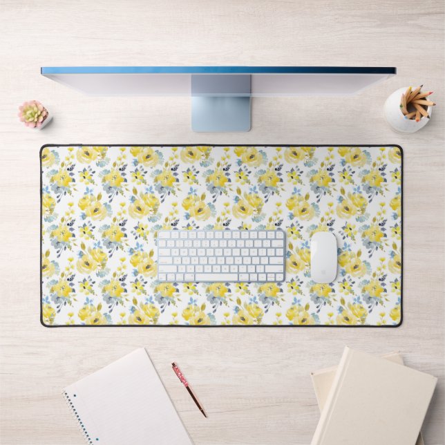 Aquarelle Motif Floral Jaune (Bureau 1)