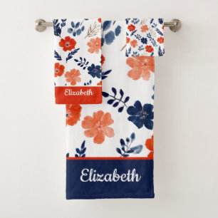Aquarelle Motif Floral Monogramme Nom Élégant