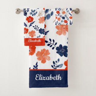 Aquarelle Motif Floral Monogramme Nom Élégant