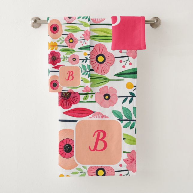 Aquarelle Motif Floral Nom monogramme (En situation)