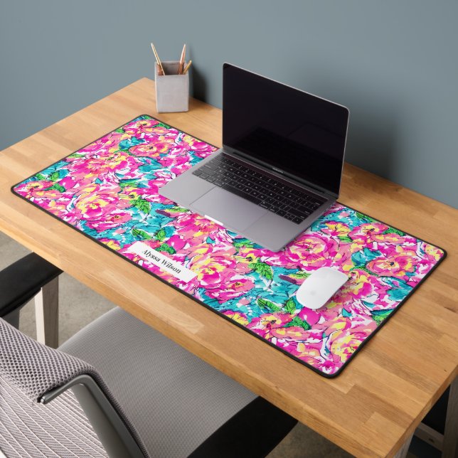 Aquarelle Motif Floral rose (Bureau 2)