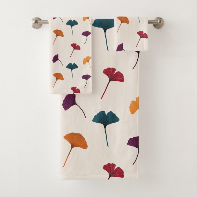 Aquarelle Motif Ginkgo Leaf Automne Couleurs d'aut (En situation)
