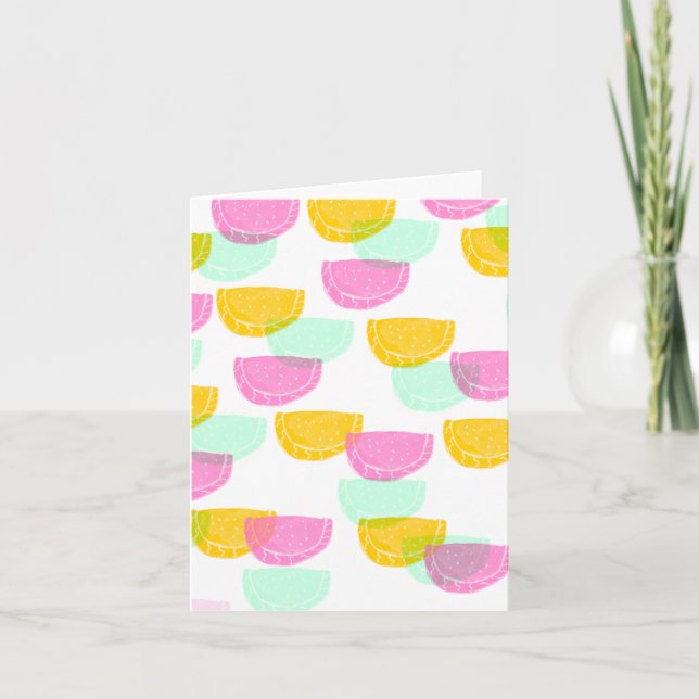 Aquarelle Motif Pastèque Rose Vert Jaune (Devant)