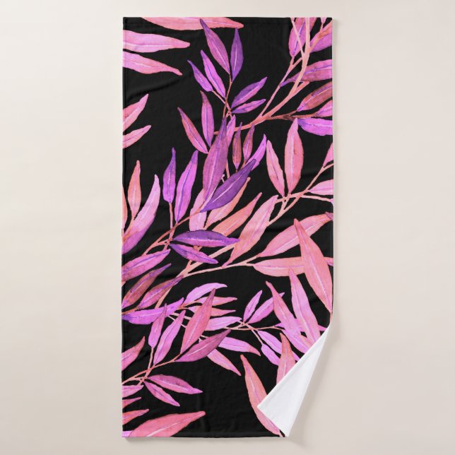 Aquarelle motif sans couture avec feuilles. Bright (Serviette de bain)