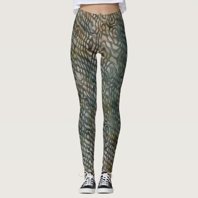 Aquarelle Motif Snakeskin Leggings gris Art (Devant)