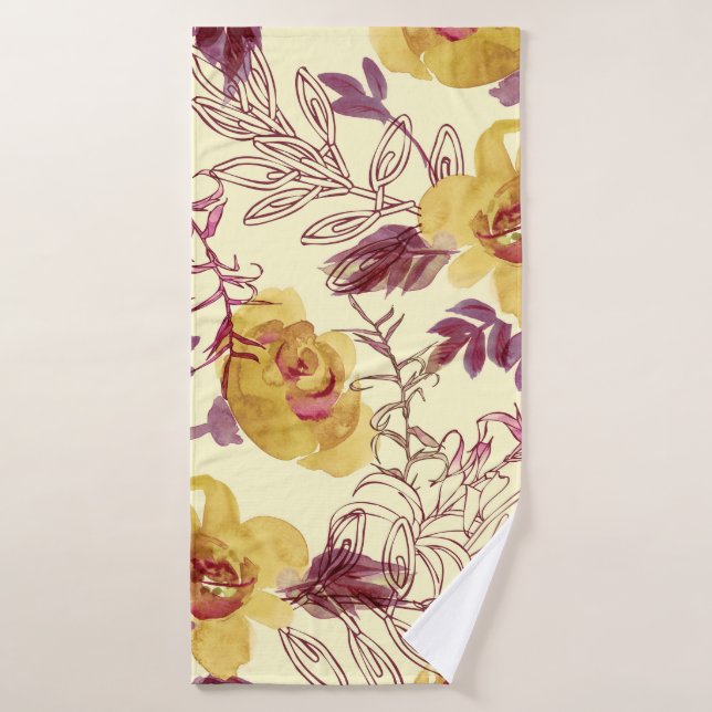 Aquarelle Motif transparent avec élément profilé (Serviette de bain)
