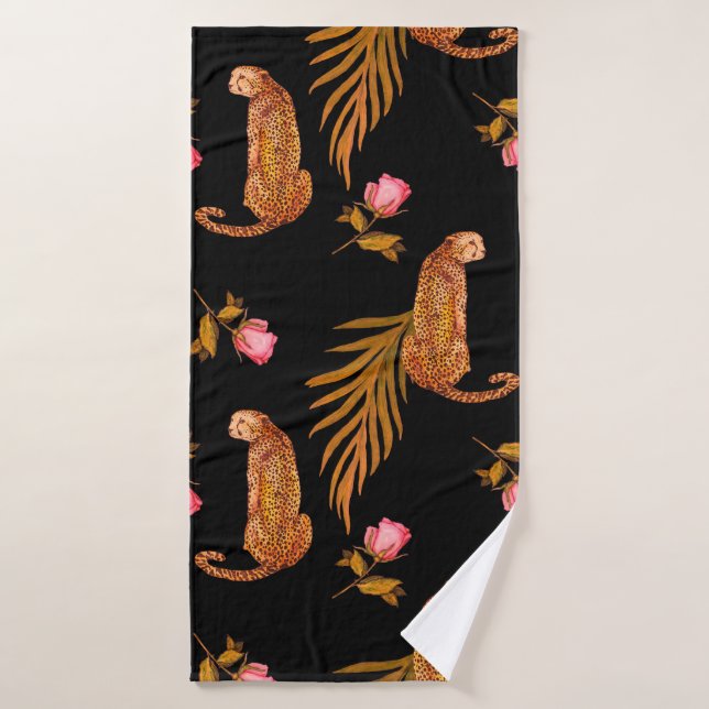 Aquarelle motif transparent avec guépards (Serviette de bain)