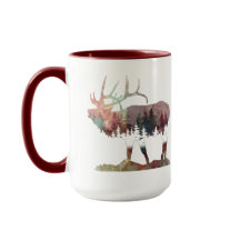 Aquarelle multicolore en boue Mug silhouette d'Elk