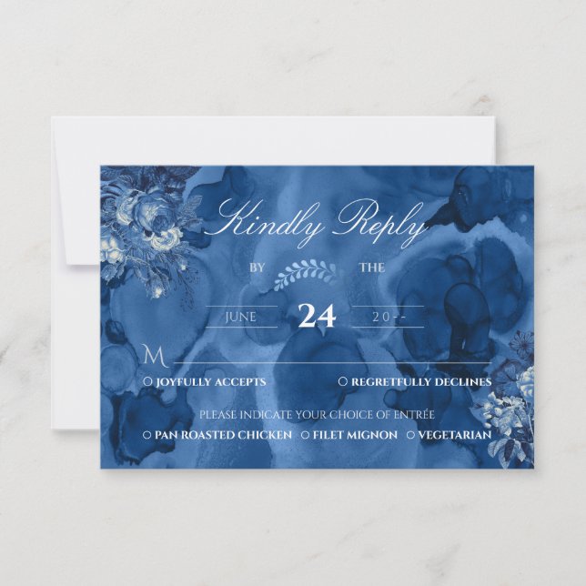 Aquarelle Navy floral Élégant Réponse aimable (Devant)