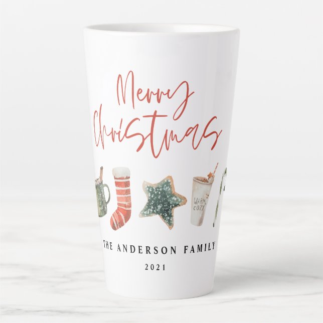 Aquarelle Noël biscuit boissons sucre de canne Mug (Devant)