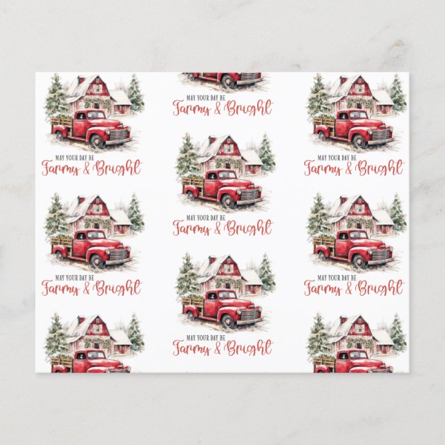 Aquarelle Noël Camion Vintage et Grange (Devant)