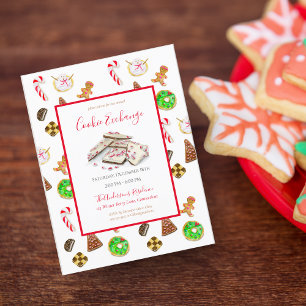 Aquarelle Noël Cookies Échange Invitation