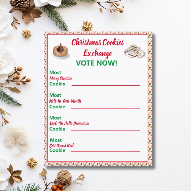 Aquarelle Noël Cookies Échange Jeu de vote (Créateur téléchargé)