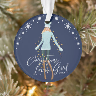 Aquarelle Noël Lovin' Girl Enveloppée Dans Les L