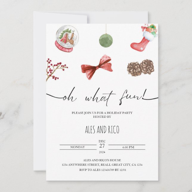 Aquarelle Noël Minimaliste Invitation festive (Devant)