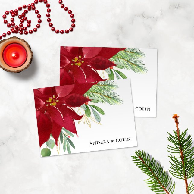 Aquarelle Noël vacances Poinsettia Merci (Créateur téléchargé)