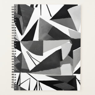 Aquarelle noir et blanc géométrique moderne abstra
