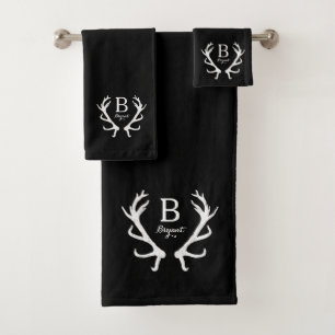 Aquarelle noire et monogramme rustique