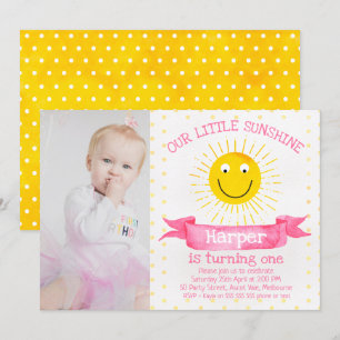 Aquarelle Notre Petit Soleil Invitation Anniversai