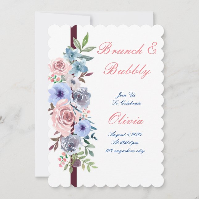 aquarelle nuptiale douche invitation florale (Devant)