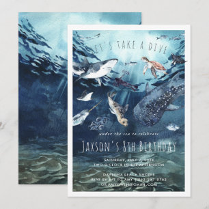 Aquarelle Océan   Invitation pour fête d'anniversa