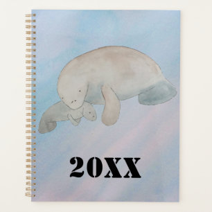 Aquarelle Océan Mère Bébé Manat
