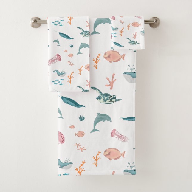 Aquarelle Océan Motif d'animaux marins (En situation)