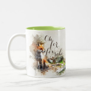 Aquarelle Oh for fox saké drôle café tasse 2 Mug