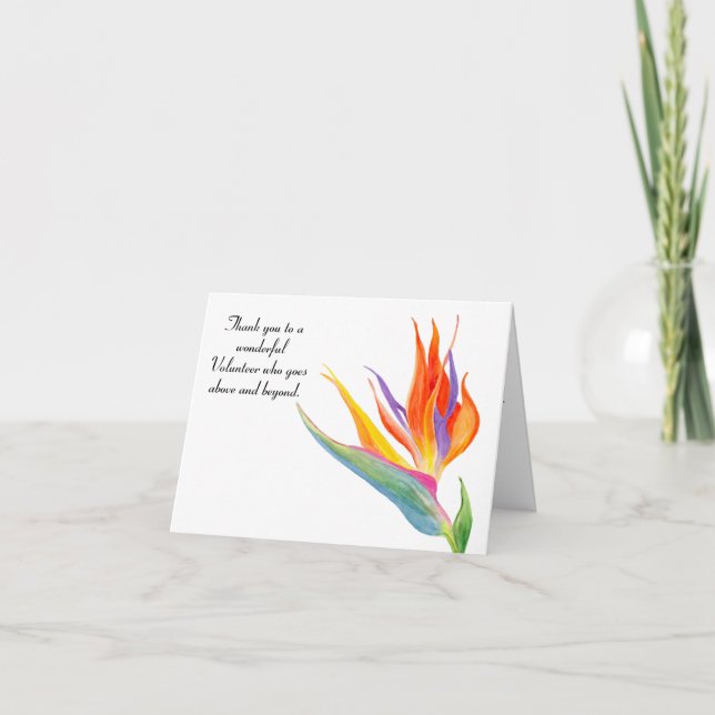 Aquarelle Oiseau Du Paradis Volontaire Merci (Devant)