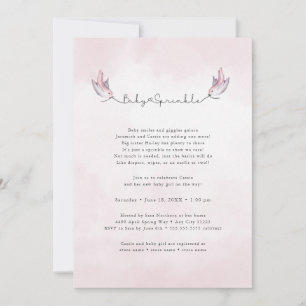 Aquarelle Oiseaux invitation à saupoudrer bébé