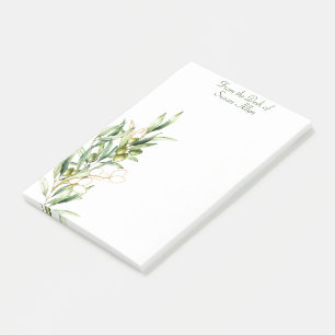 Aquarelle Olive Branch Post-It® Notes, 4 po x 6 po