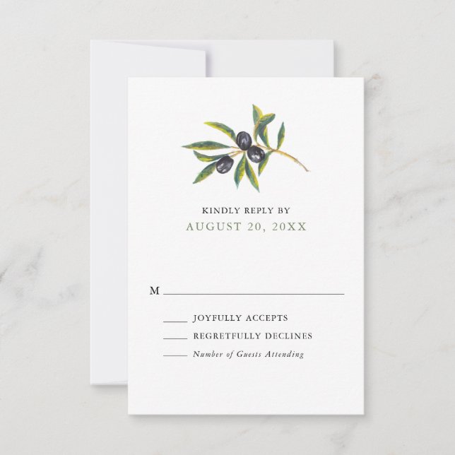 Aquarelle Olive Orchard Wedding RSVP (Devant)