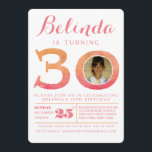 Aquarelle Ombre 30e anniversaire Invitation photo<br><div class="desc">Cartes invitations de 30e anniversaire,  design,  uniques,  sombres,  rose et abricots/pêches. personnalisez avec vos propres détails de fête et votre propre photo. Chaque invitation est livré avec une enveloppe de taille correspondant gratuite incluse dans le coût abordable.</div>