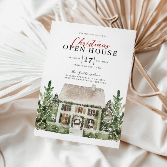 Aquarelle Open House Christmas Party Invitation (Créateur téléchargé)