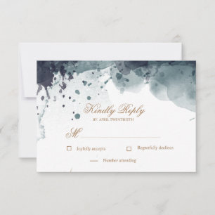 Aquarelle or   Carte de réponse RSVP