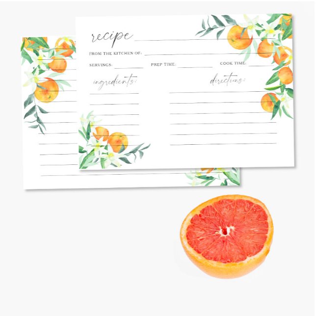 Aquarelle orange agrume - carte de recette (Créateur téléchargé)