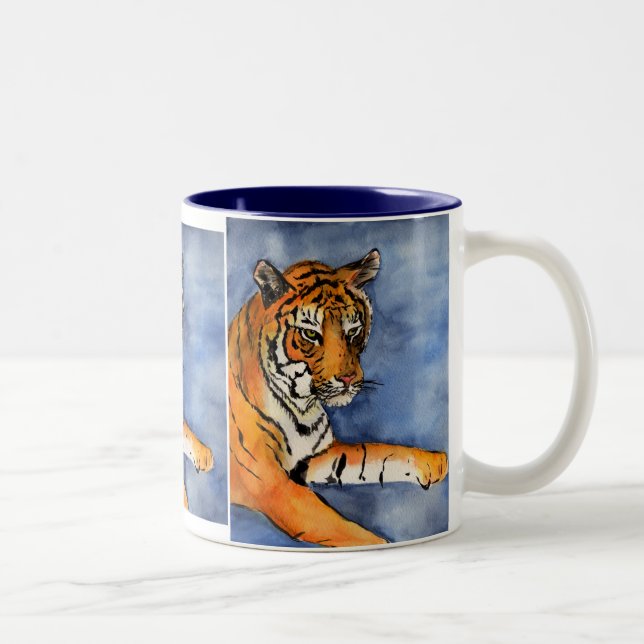Aquarelle Orange Bengale Tigre Art Mug ou Coupe (Droit)