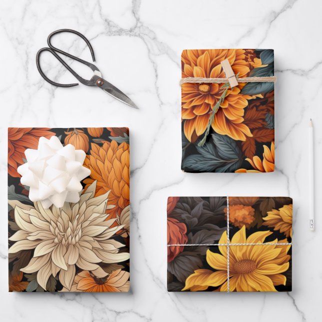 Aquarelle Orange Brown Feuilles d'automne Annivers (Recto)