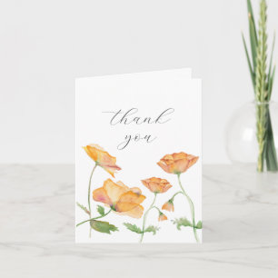 Aquarelle Orange Floral Carte de remerciements