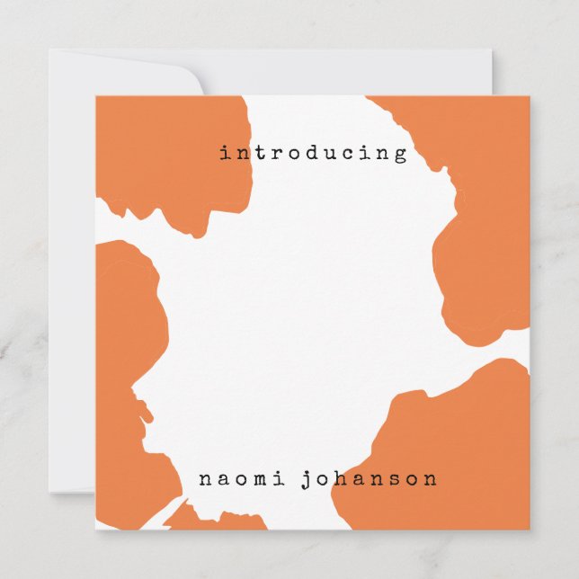 Aquarelle orange moderne Faire-part bébé (Devant)