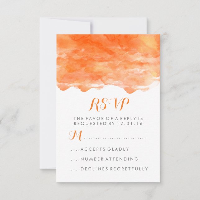 Aquarelle orange moderne | Réponse au mariage (Devant)