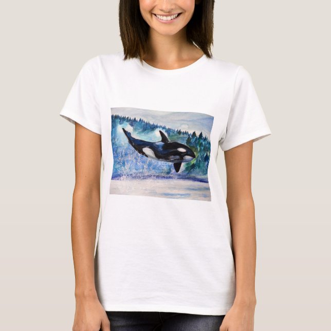 Aquarelle Orca Wild and free Femme T-Shirt (Devant)