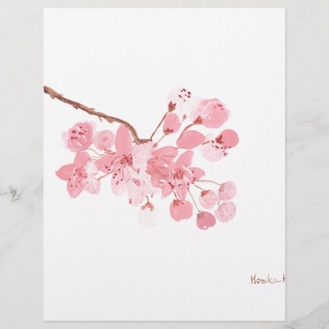 Aquarelle originale de fleurs de cerisier (Devant)