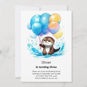 Aquarelle Otter Invitation Anniversaire