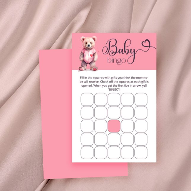 Aquarelle ours mignon Baby shower jeu de bingo (Créateur téléchargé)