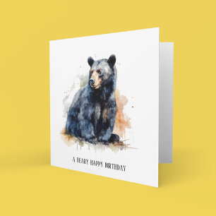 Aquarelle Ours Noir Bois Art, coutume