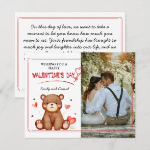 Aquarelle Ours Photo Saint Valentin Carte à plat