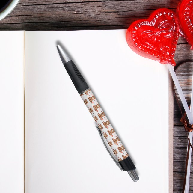 Aquarelle Ours Stylo Saint Valentin (Adorable Watercolor Bear Valentine Cute Heart Pen)