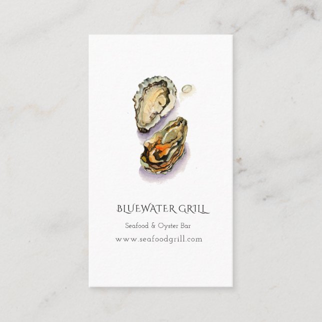 Aquarelle Oyster chef, restaurant carte de visite (Devant)